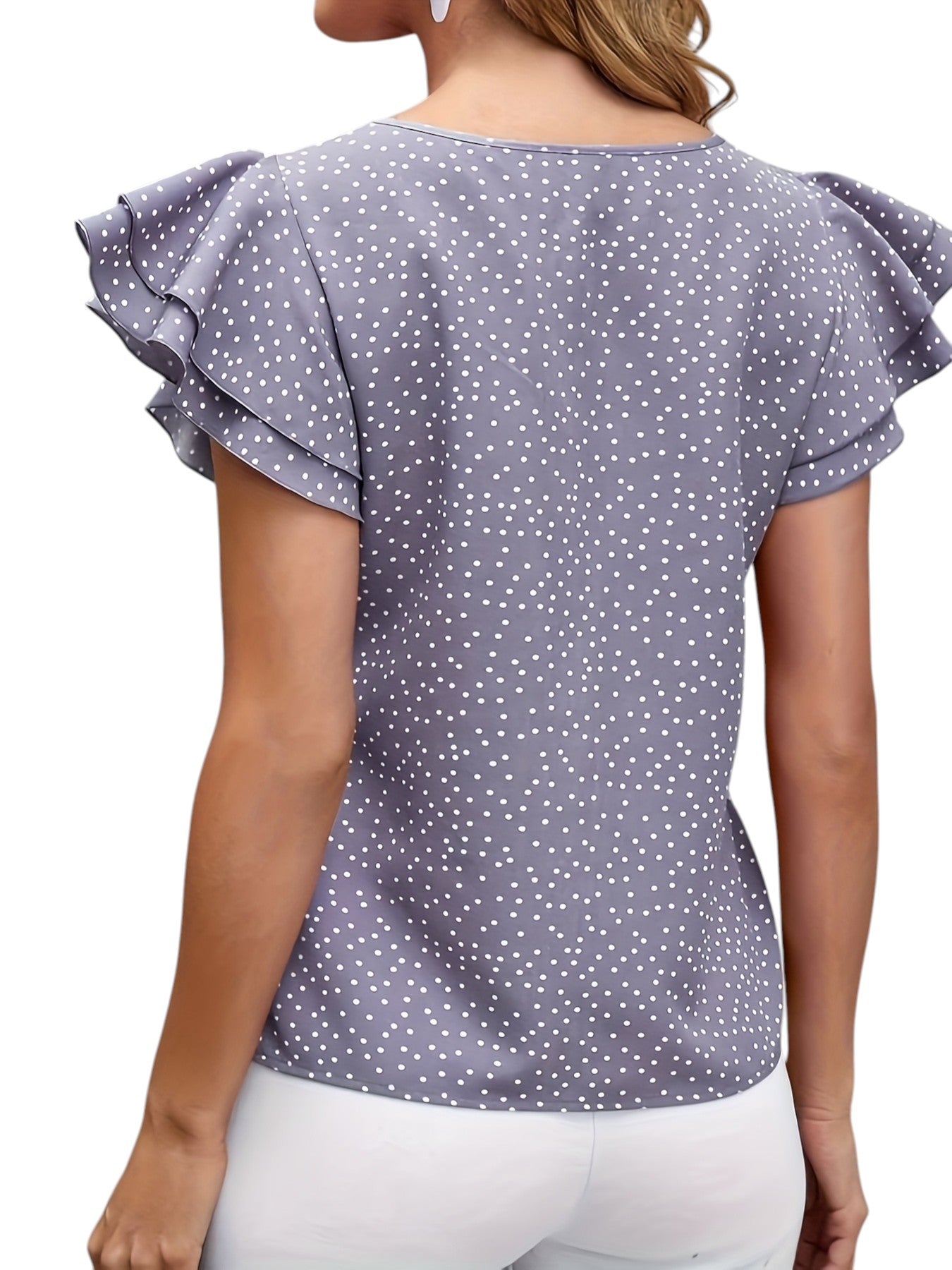 Noa - Elegante Stippen Blouse Met V-hals