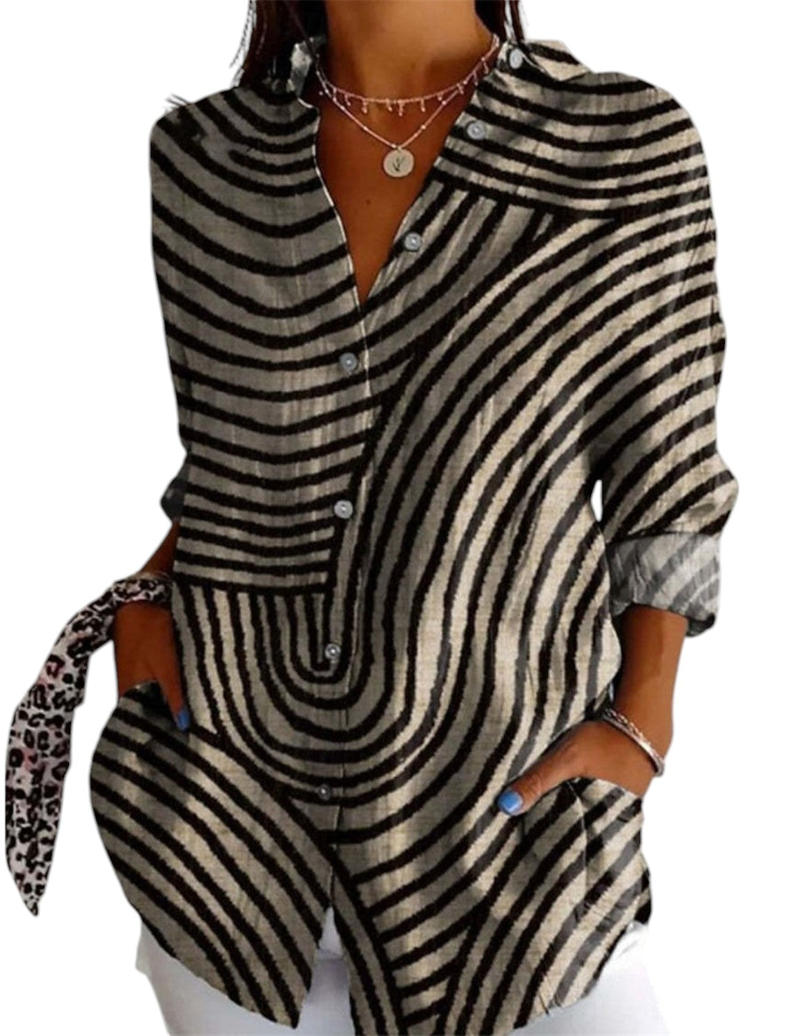Dames Zomer Blouse Met Lange Mouwen