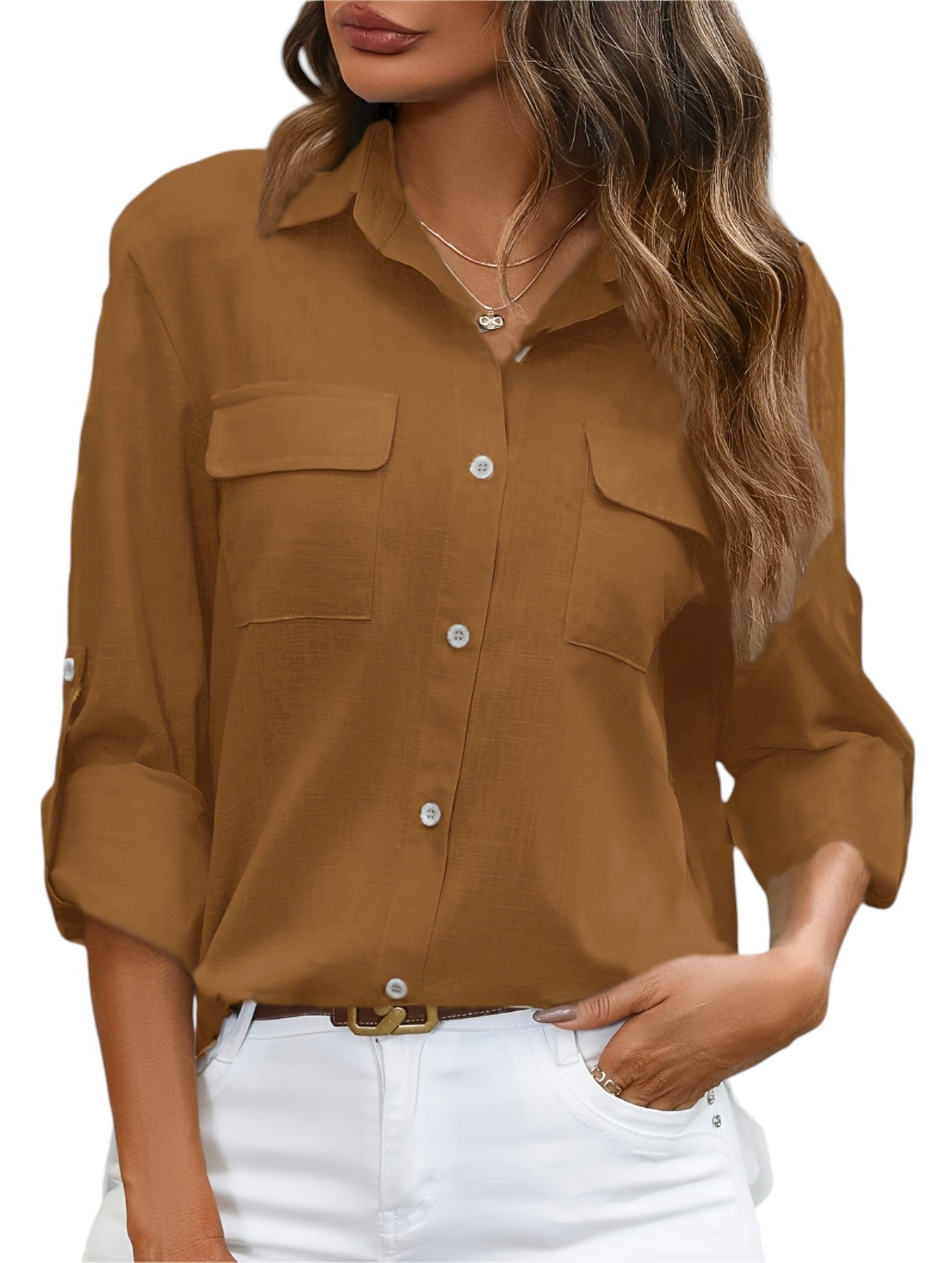 Linnen Dames Blouse In Effen Kleuren