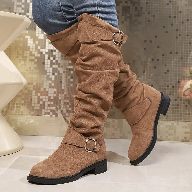 Trendy Hoge Suède Laarzen Voor Dames - Ellie