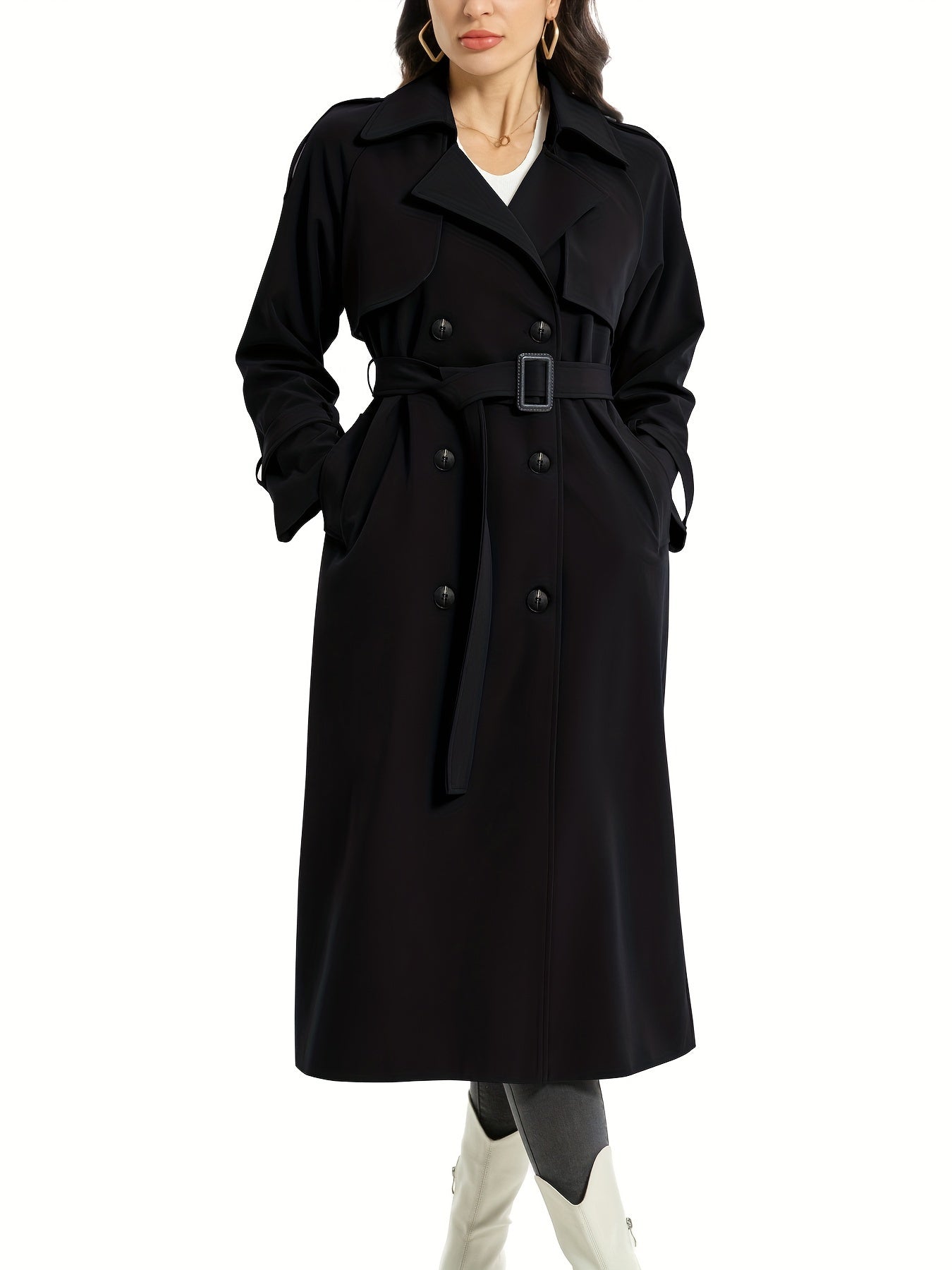 Dubbelzijdige Lange Trenchcoat Met Riem - Elena