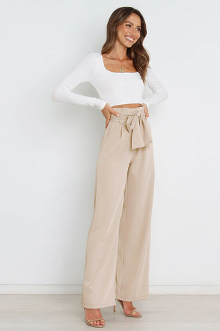 Soepele Linnen Dames Broek Met Hoge Taille