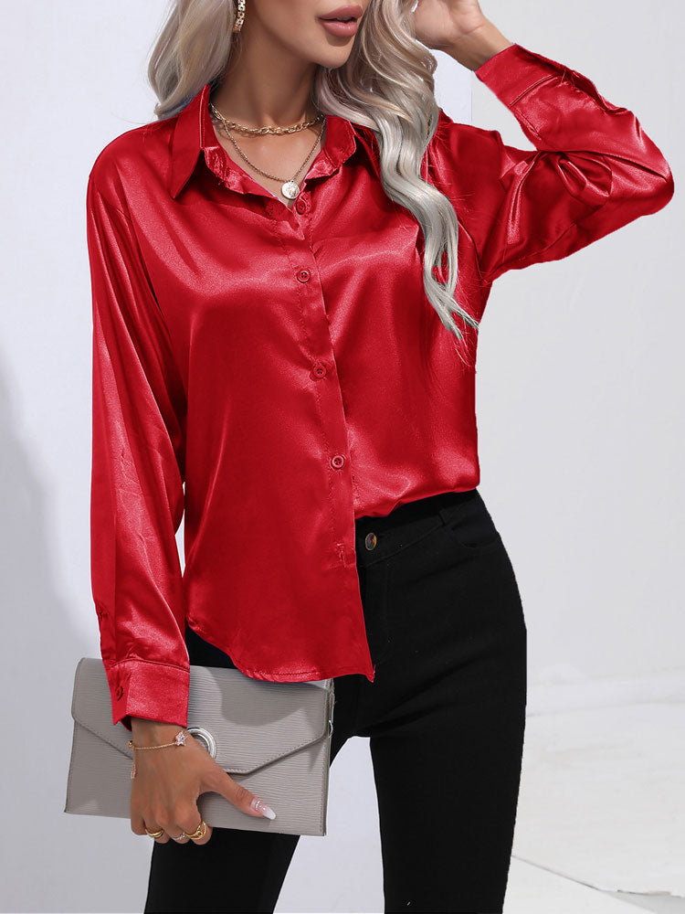 LARA - Glazende Satijnen Blouse Voor Dames