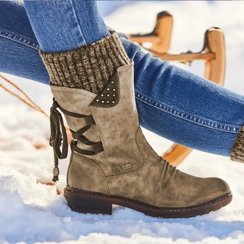 Modieuze Suede Laarzen Met Rits Voor Dames - Ava