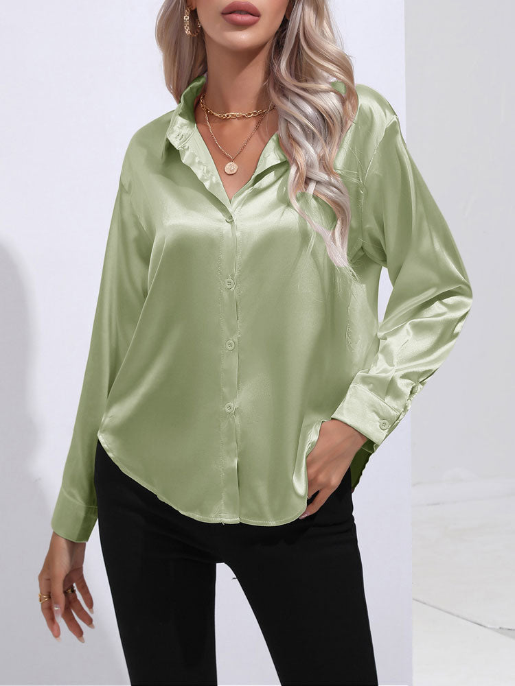 LARA - Glazende Satijnen Blouse Voor Dames
