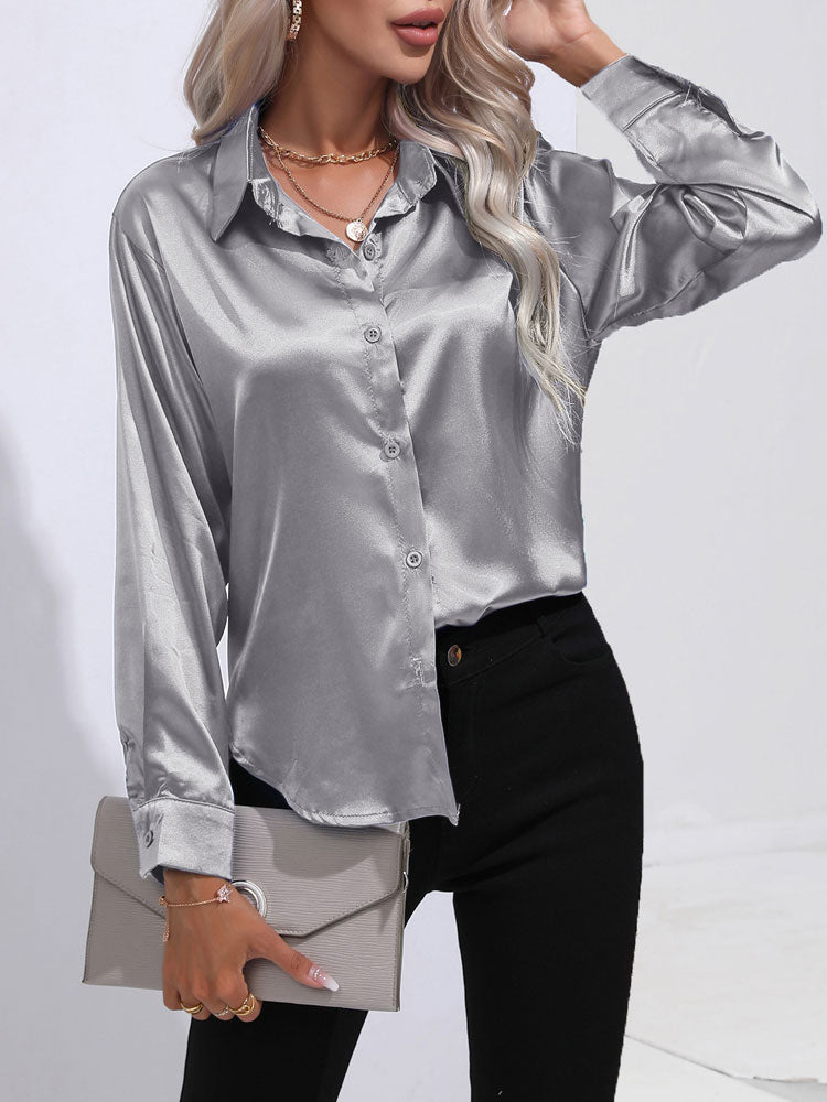LARA - Glazende Satijnen Blouse Voor Dames