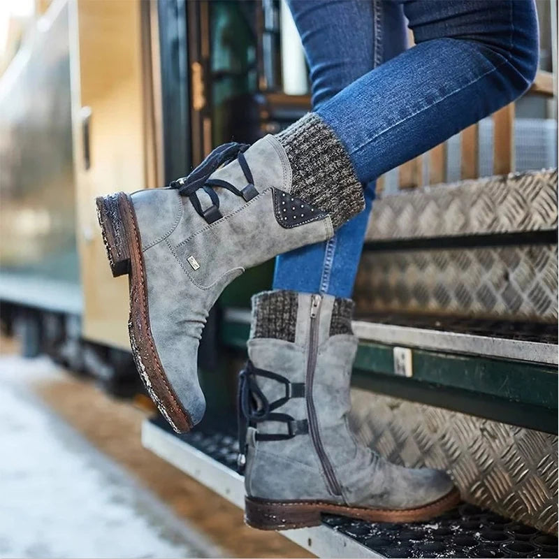 Modieuze Suede Laarzen Met Rits Voor Dames - Ava