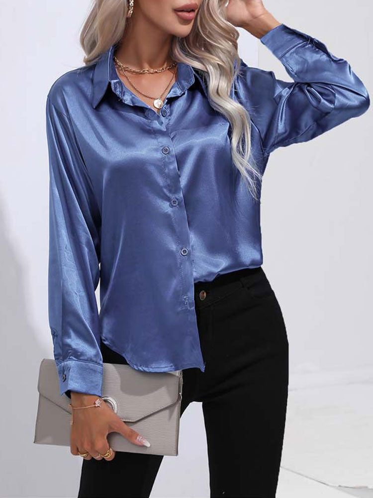 LARA - Glazende Satijnen Blouse Voor Dames