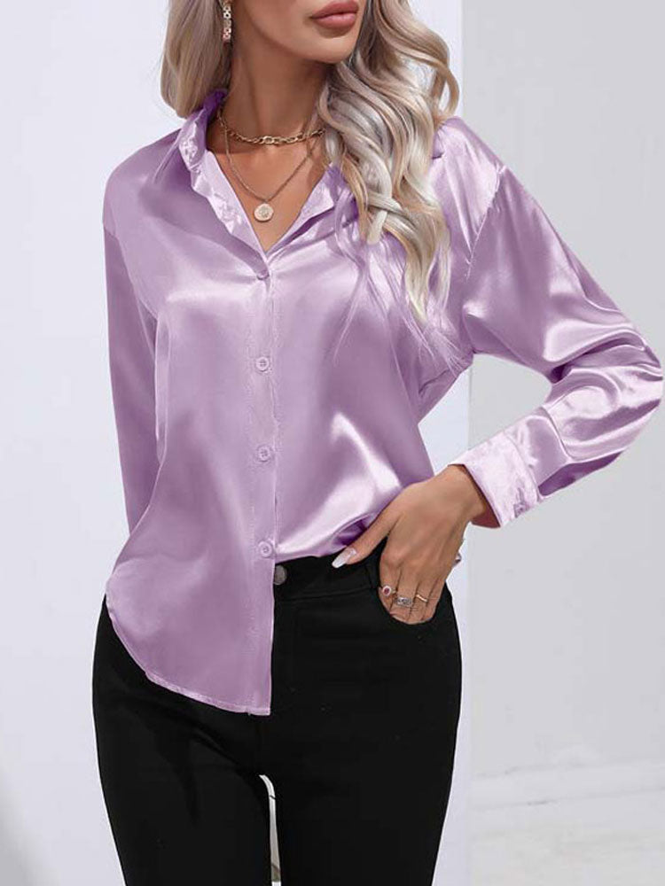 LARA - Glazende Satijnen Blouse Voor Dames