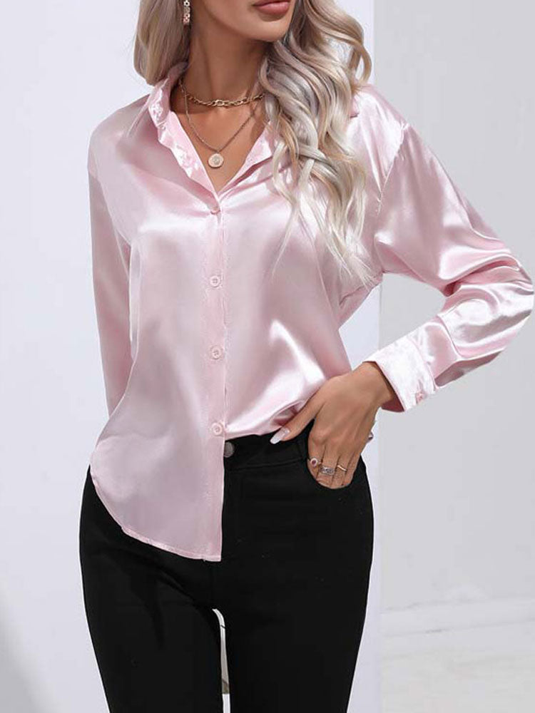 LARA - Glazende Satijnen Blouse Voor Dames