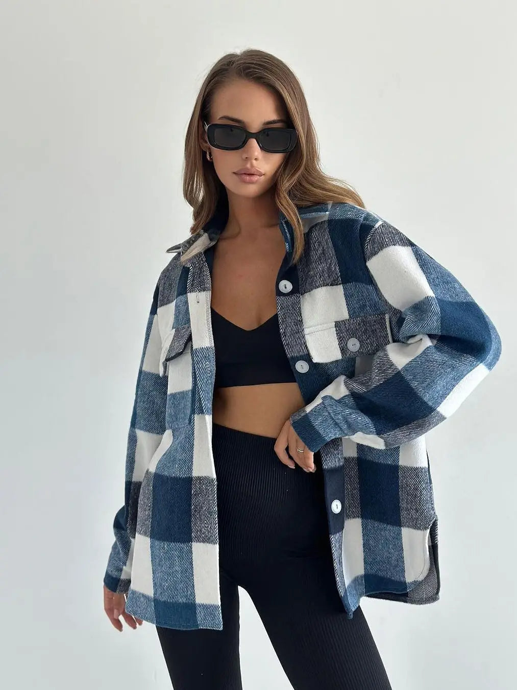 Geruite Losse Herfst Jas Voor Dames - Elisa