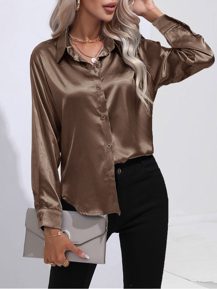 LARA - Glazende Satijnen Blouse Voor Dames