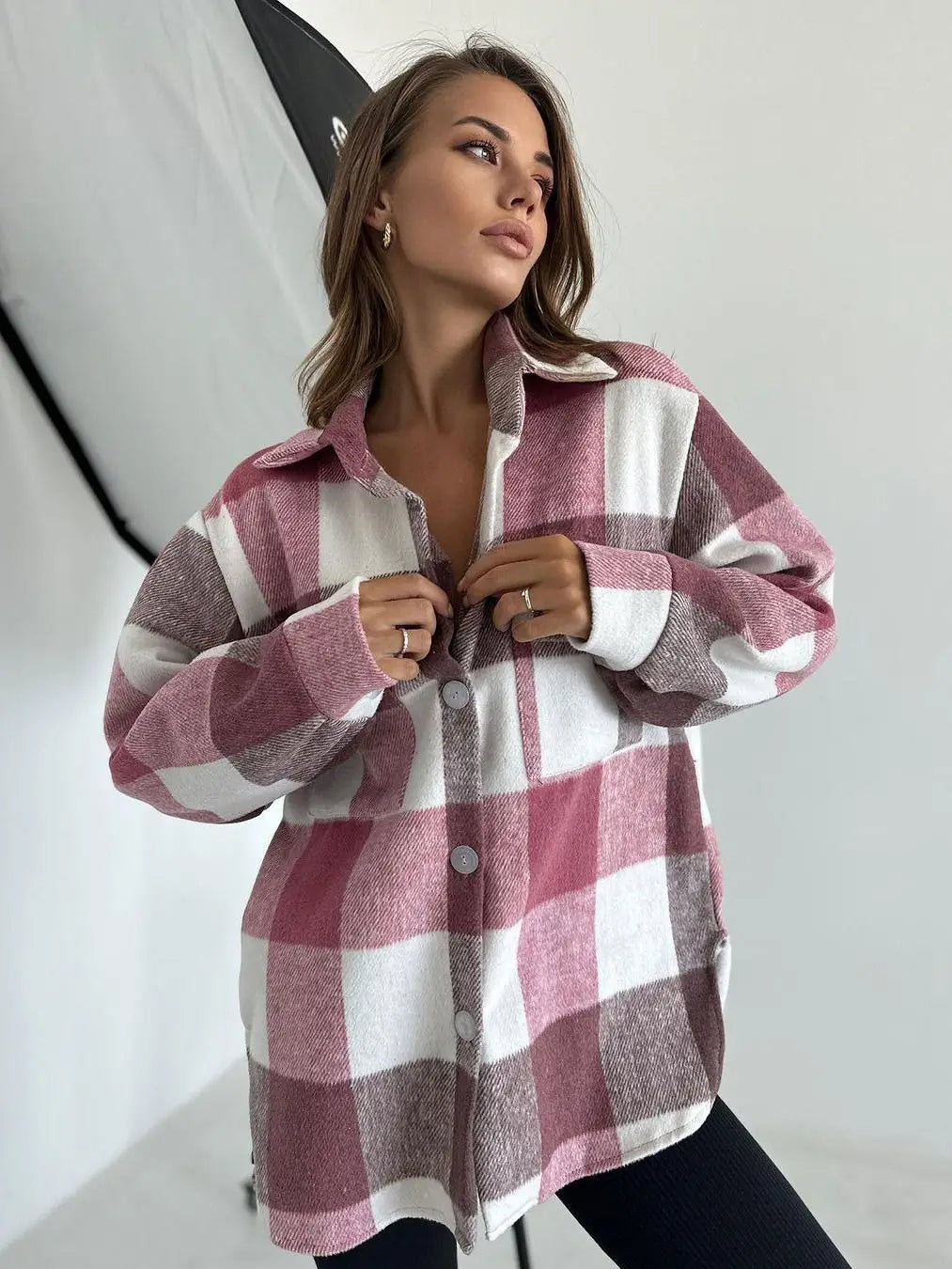 Geruite Losse Herfst Jas Voor Dames - Elisa