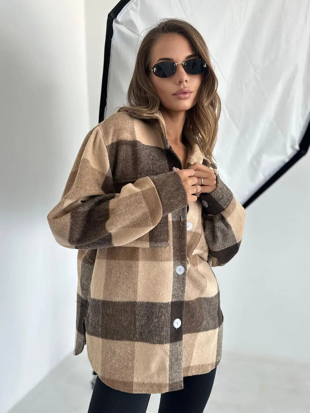 Geruite Losse Herfst Jas Voor Dames - Elisa