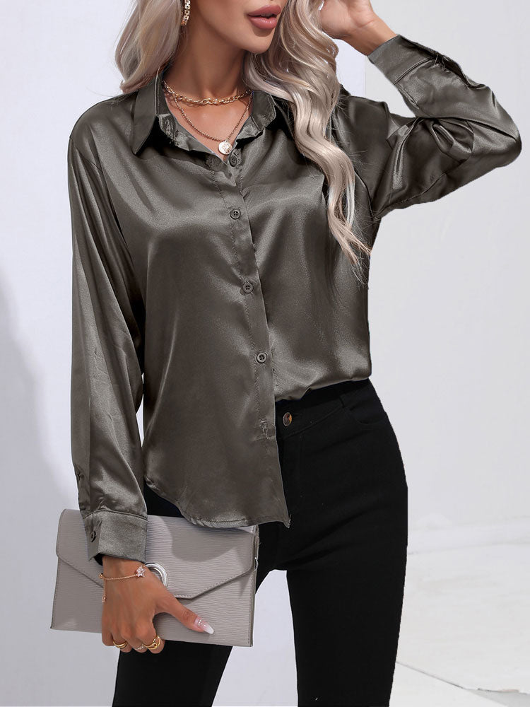 LARA - Glazende Satijnen Blouse Voor Dames