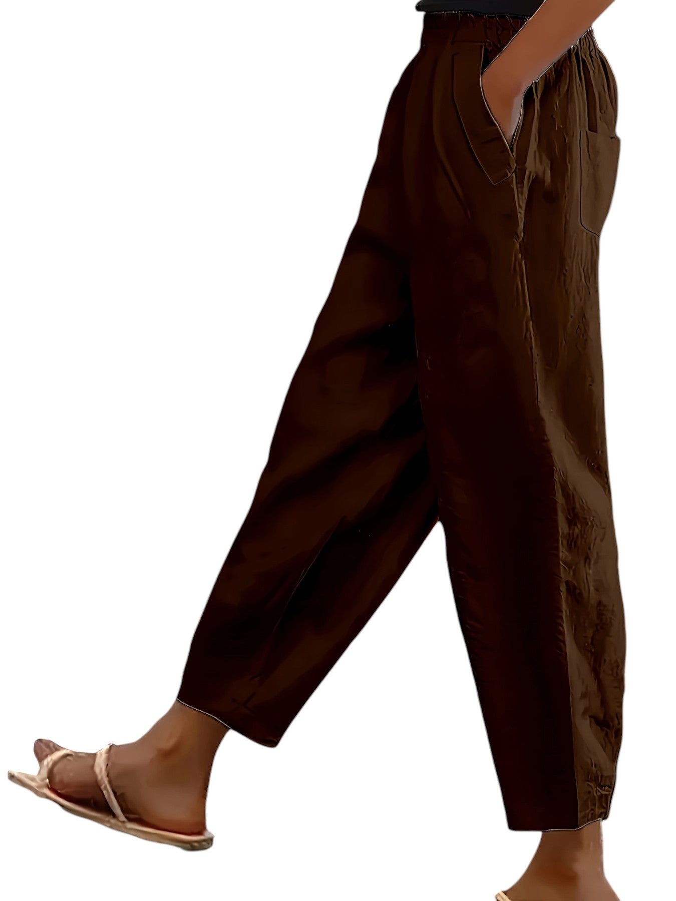 Dames Elastische Broek In Effen Kleuren