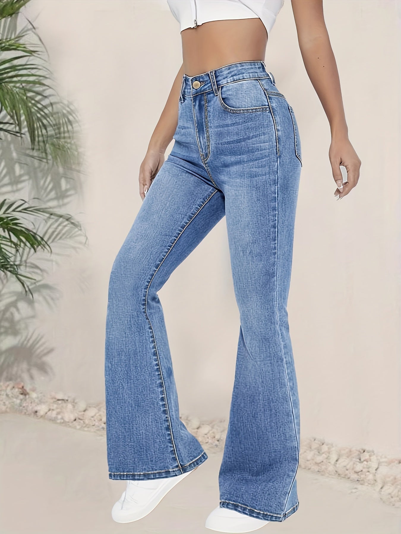 Modieuze Spijkerbroek Met Hoge Taille Dames