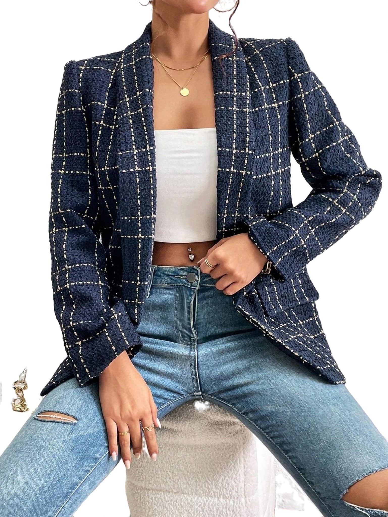 Geruite Dames Blazer Jas - Lucia