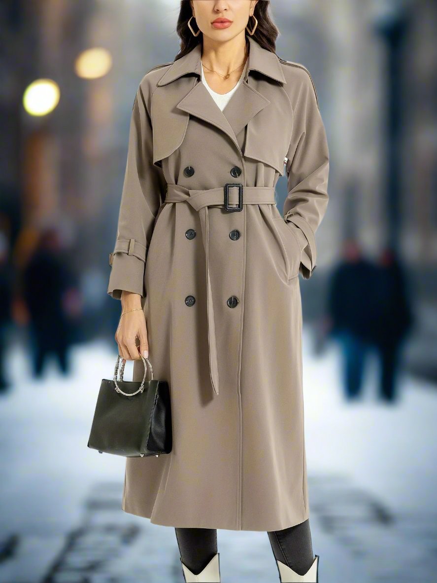Dubbelzijdige Lange Trenchcoat Met Riem - Elena