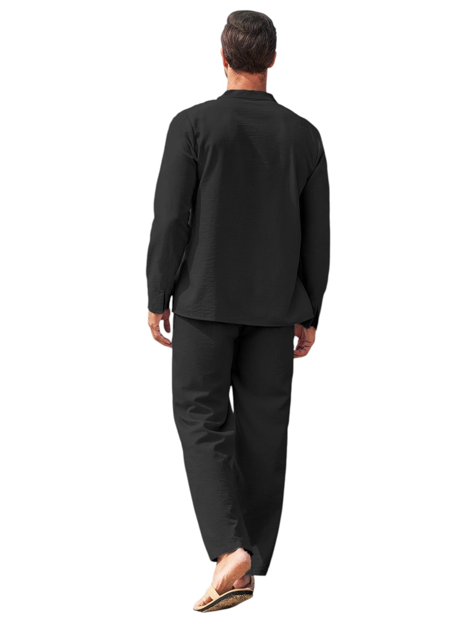 Casual Linnen Tweedelige Set Voor Heren