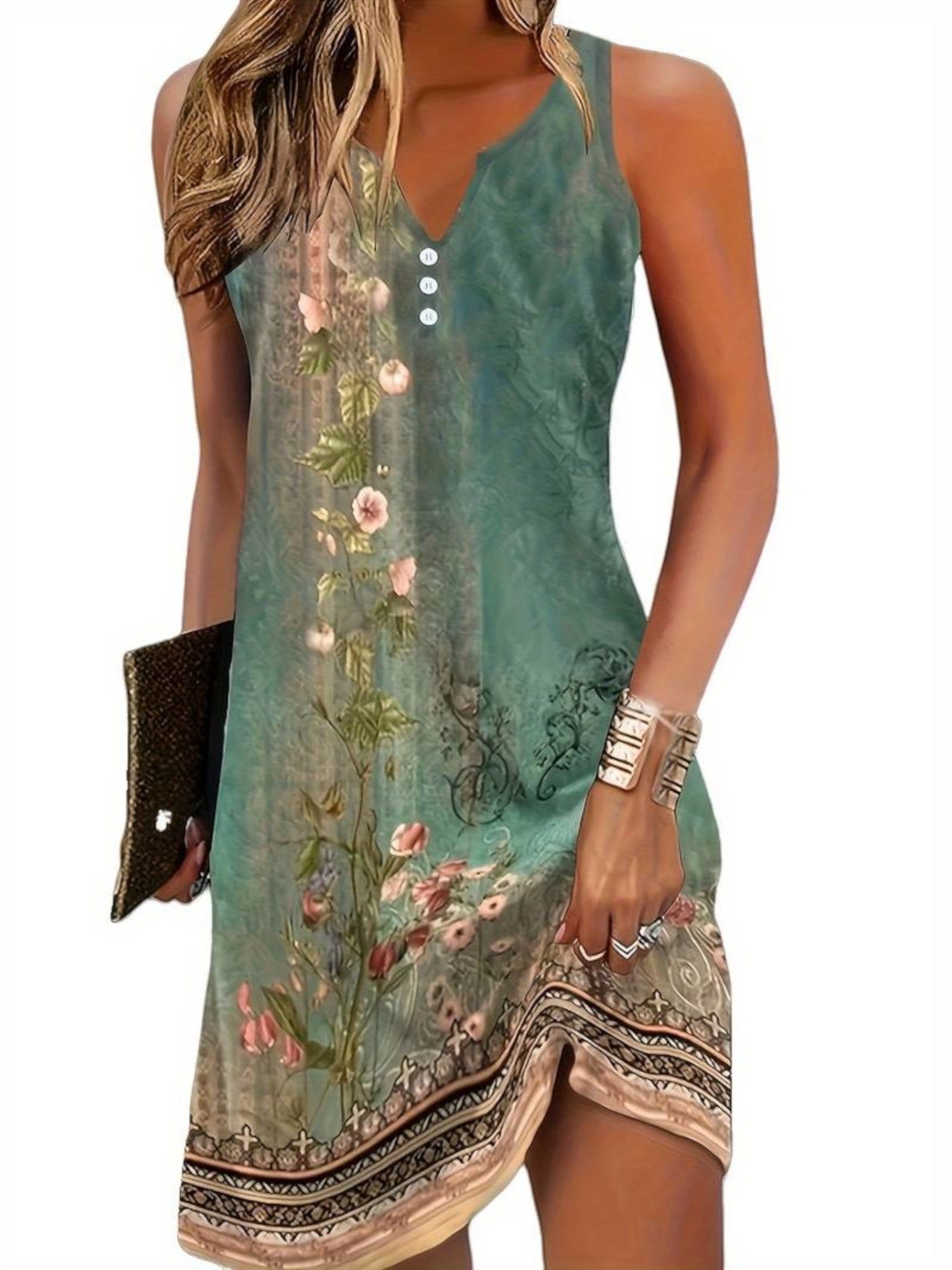 Selena | Mouwloze Zomerjurk Met V-hals | Mini