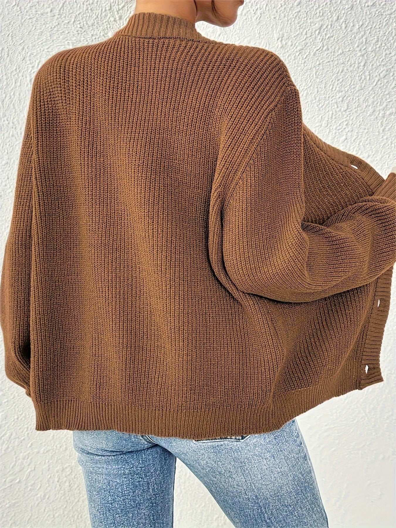 Gebreid Los Cardigan Vest Met Knopen - Verbeek