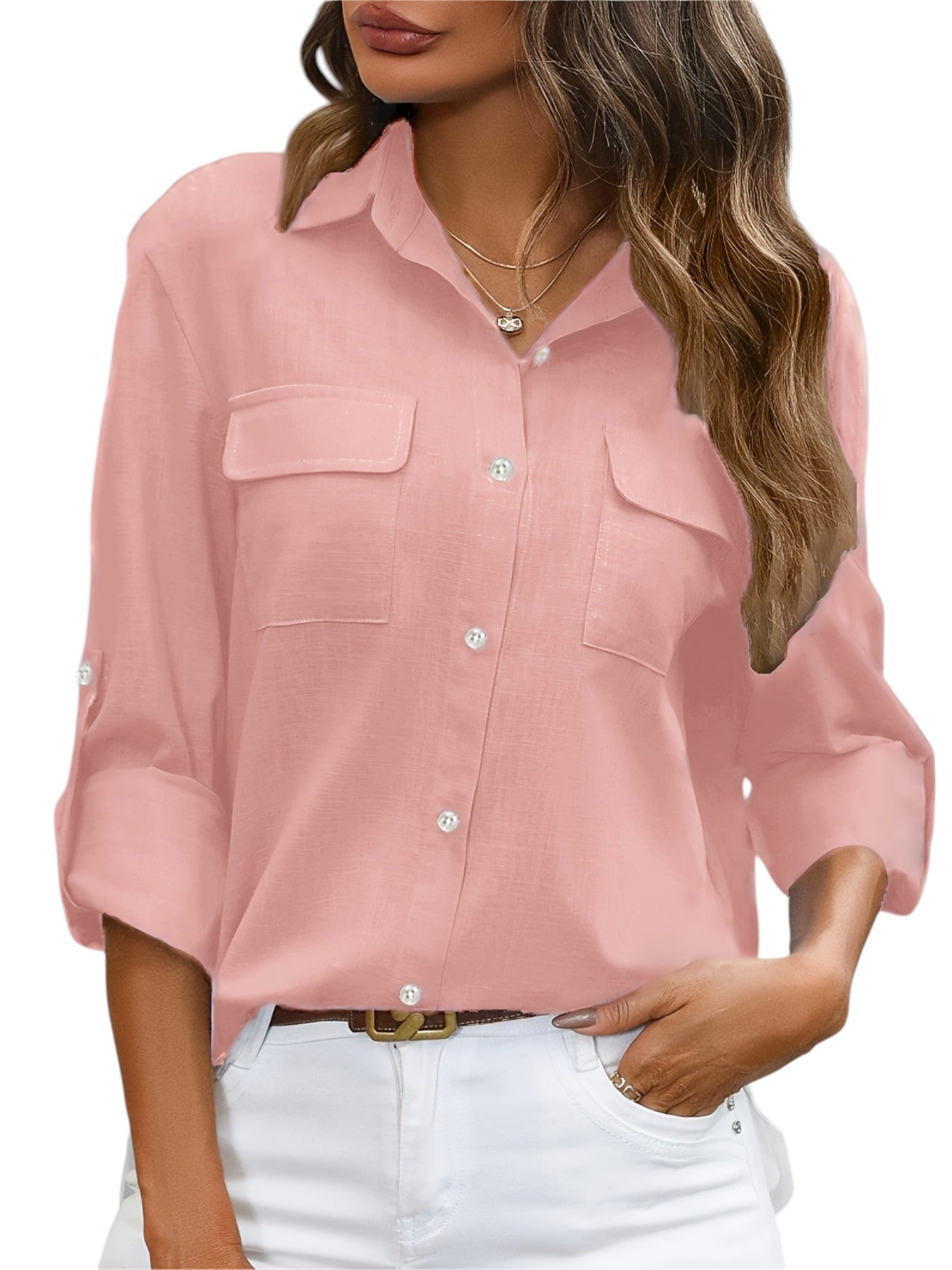 Linnen Dames Blouse In Effen Kleuren