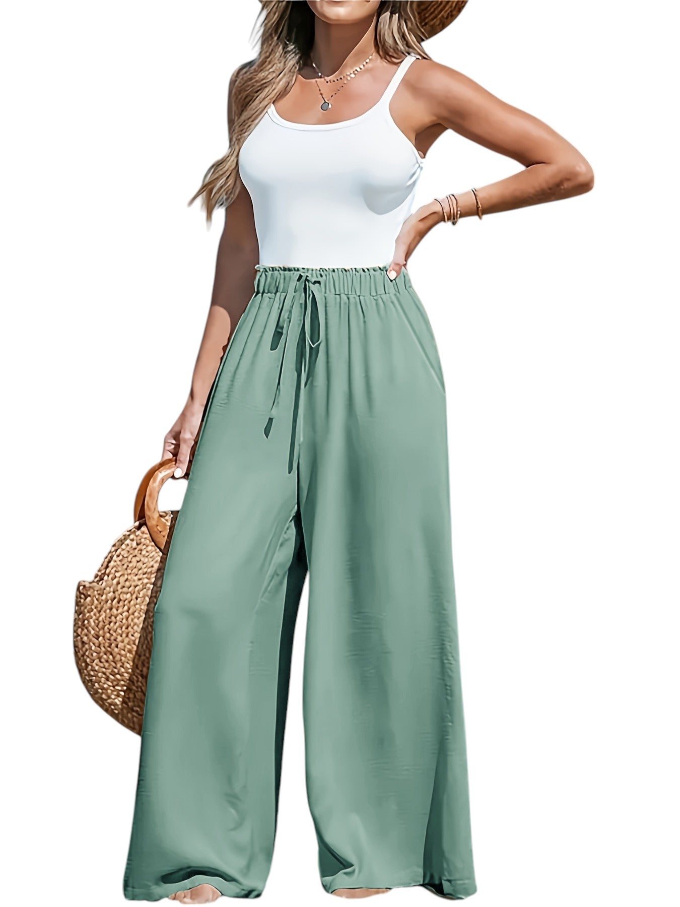 Dames Elegante Stretch Broek Met Wijde Pijpen
