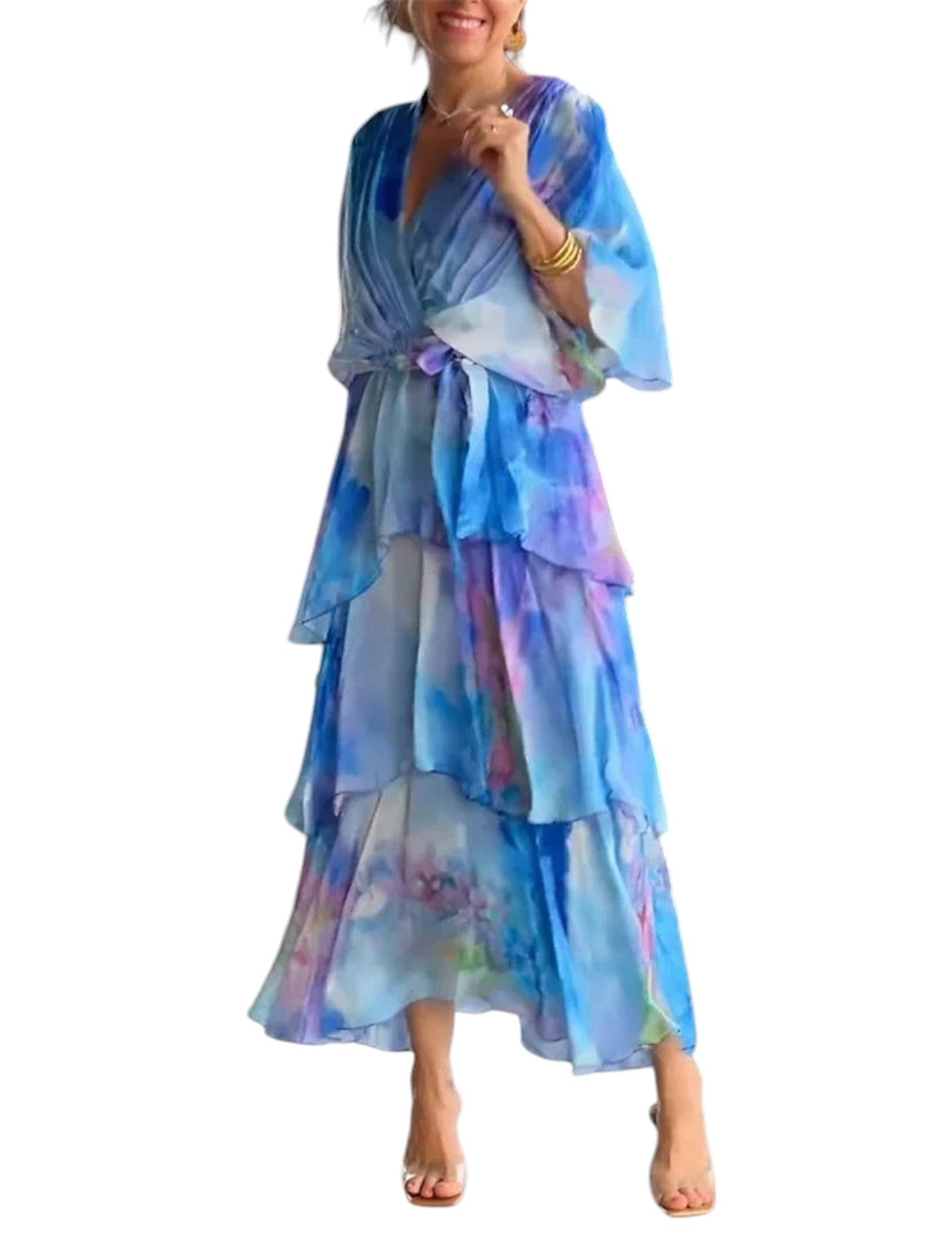 Boho Zomer Maxi Jurk Met V-hals