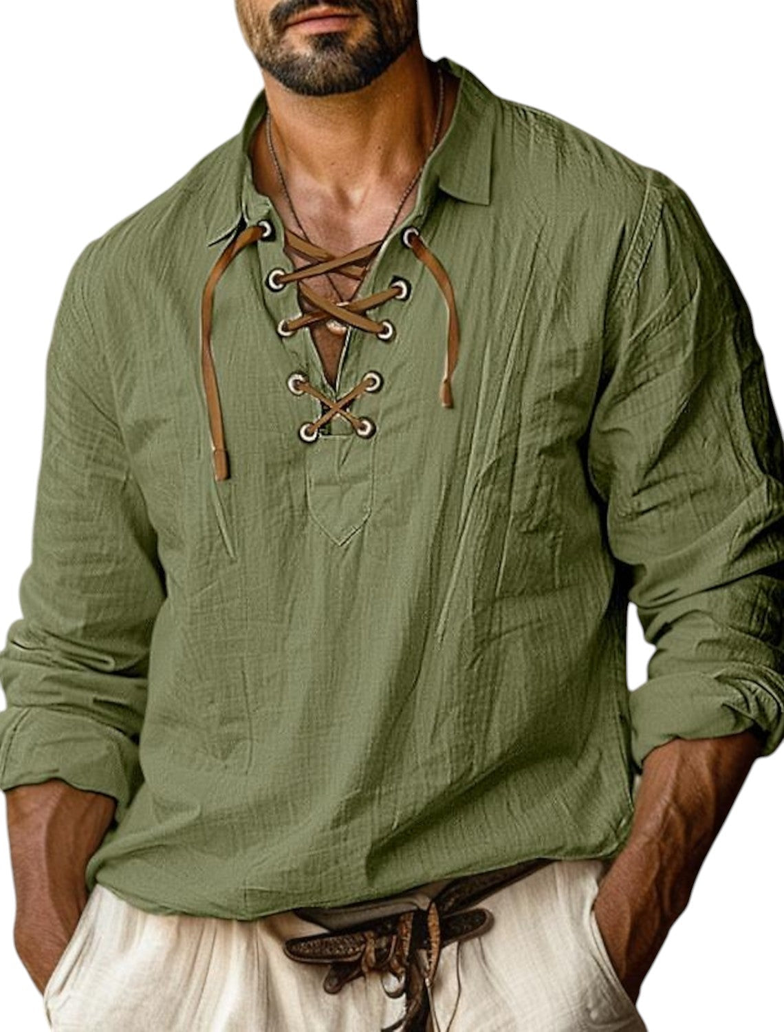 Linnen Zomer Shirt Met Lange Mouwen