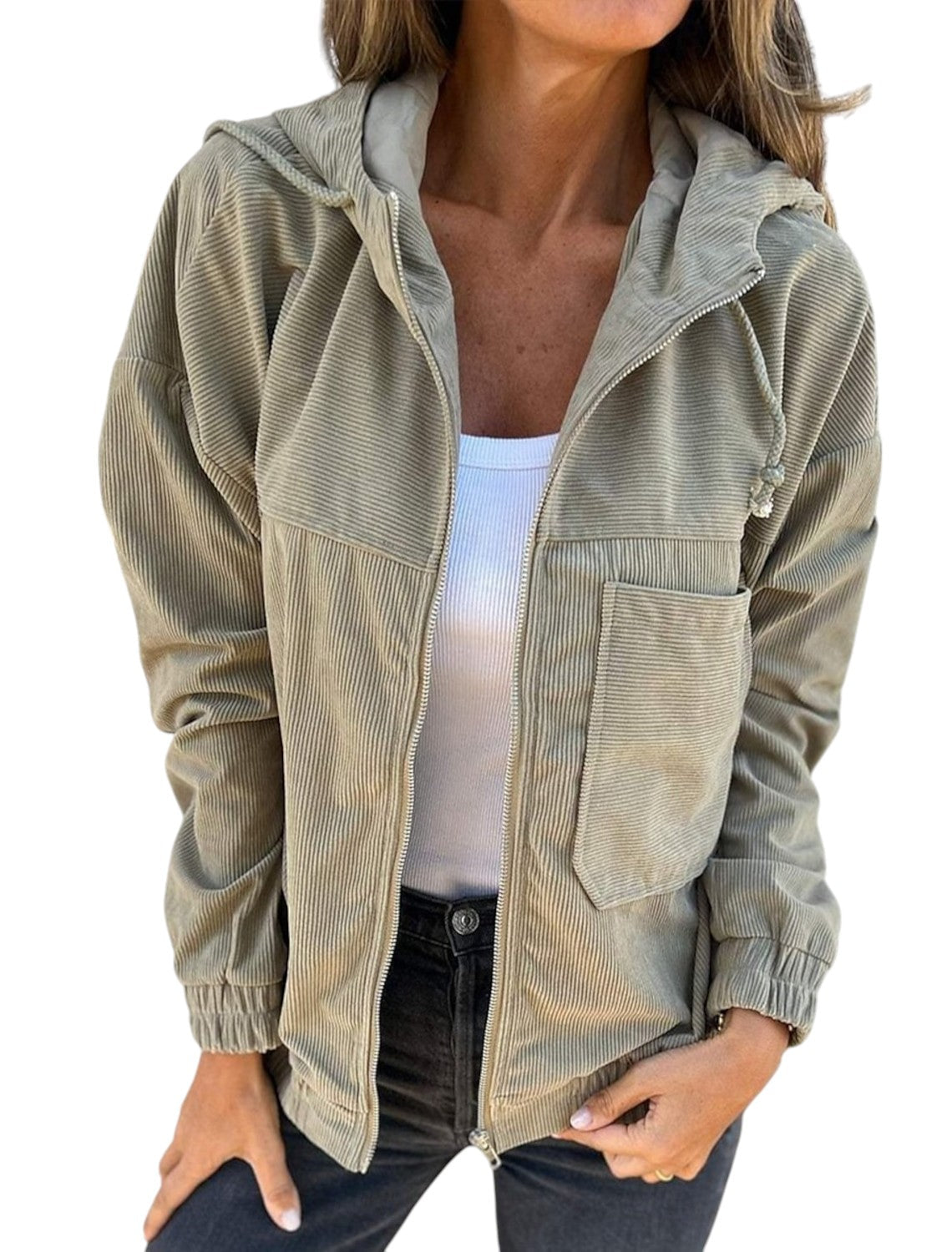 Stijlvol Effen Kleuren Vest Met Capuchon