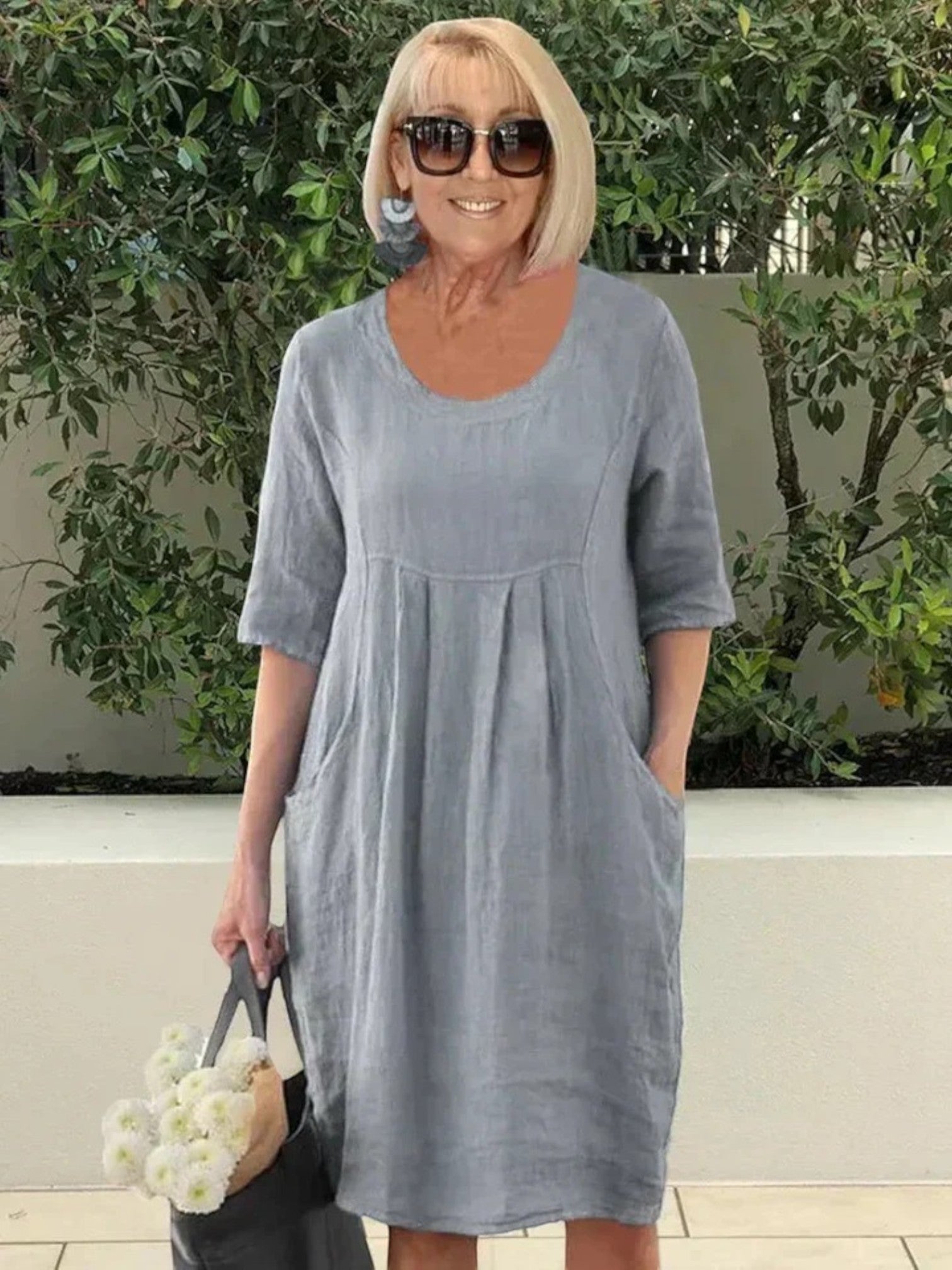 Adèle | Casual Zomerjurk Met Zakken | Midi