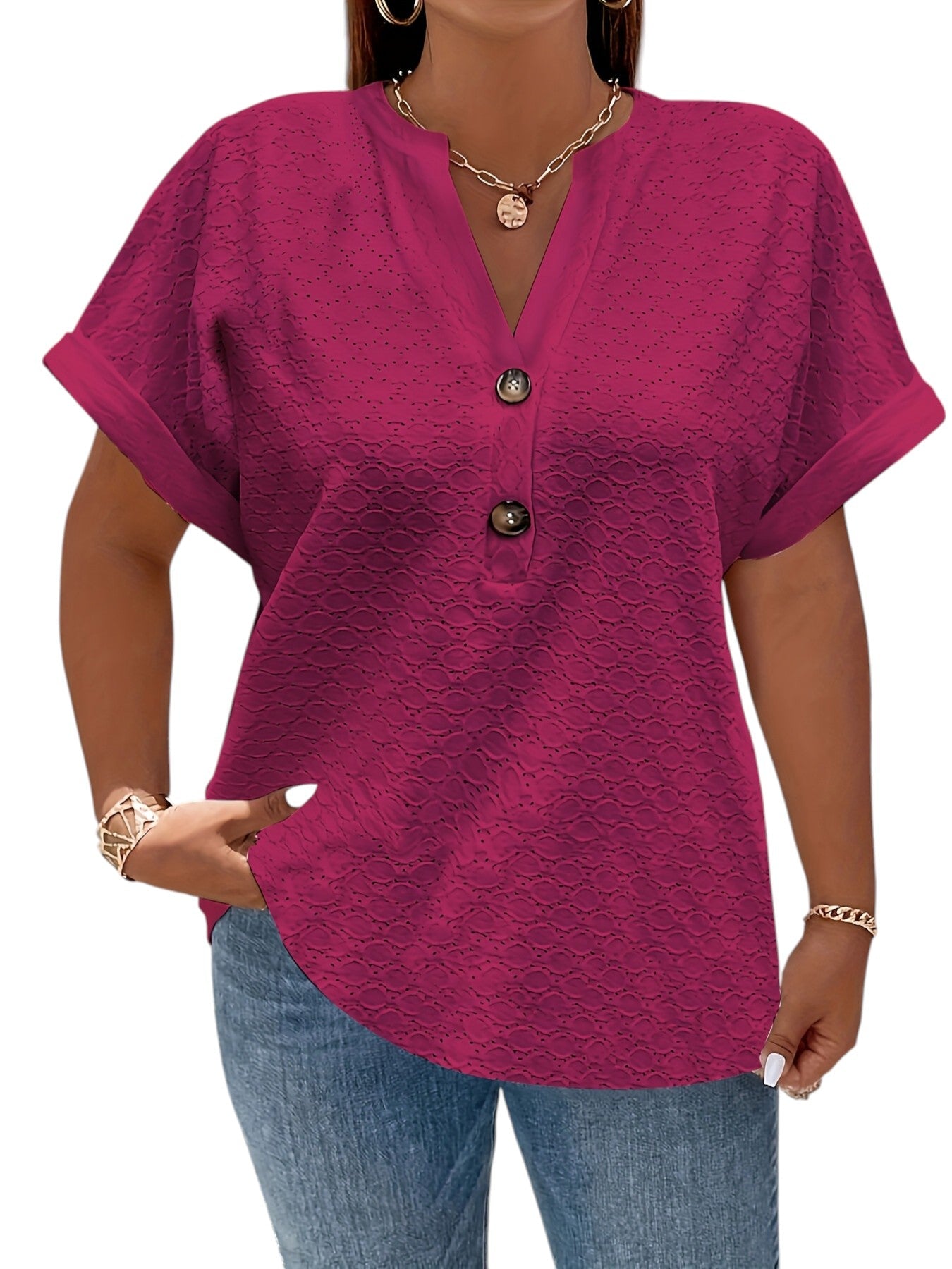 Stijlvol Dames Shirt Met V-hals en Korte Mouwen
