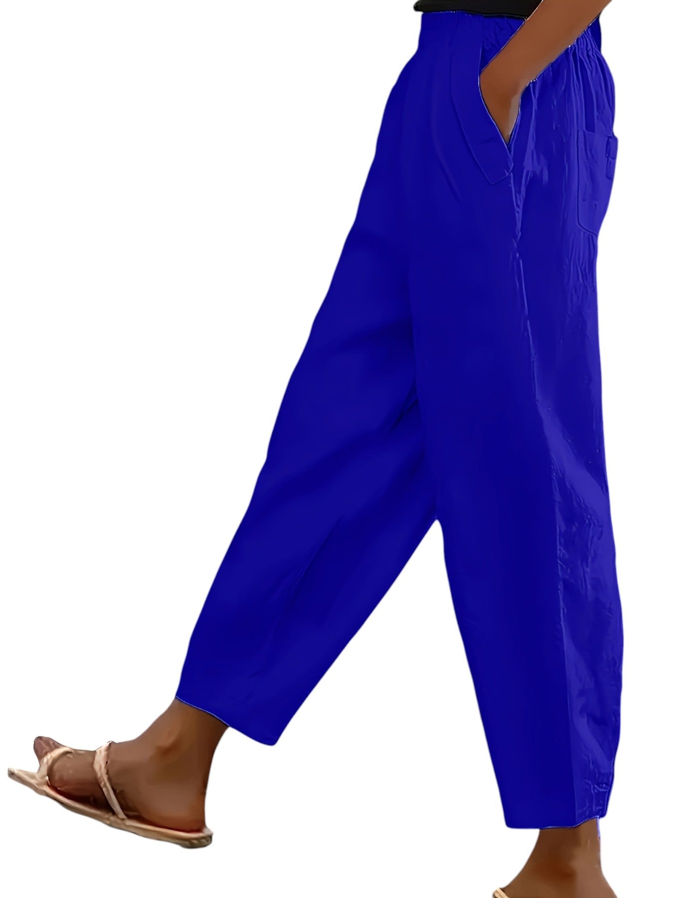 Dames Elastische Broek In Effen Kleuren