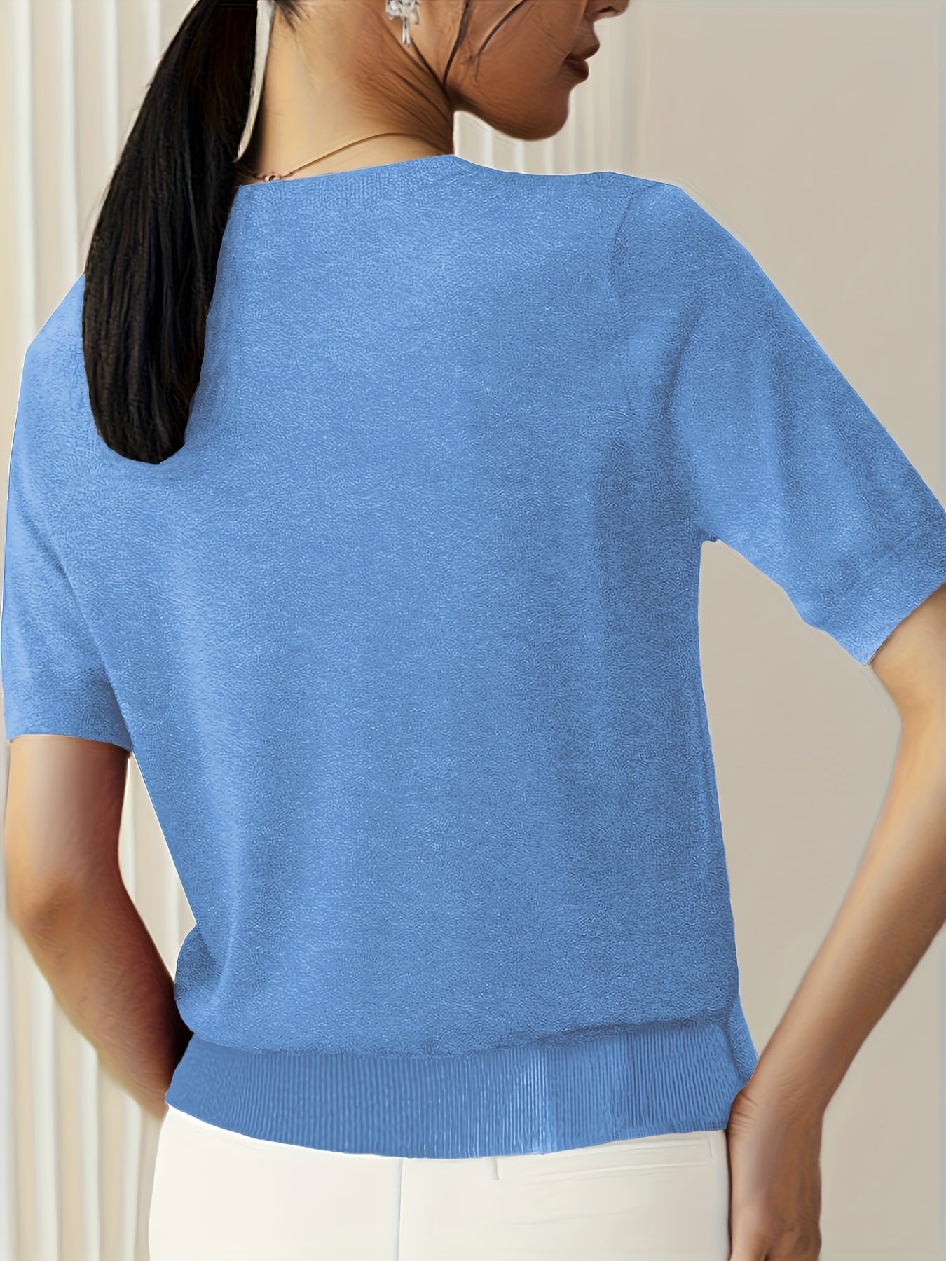 Casual Gebreid Shirt Met Korte Mouwen