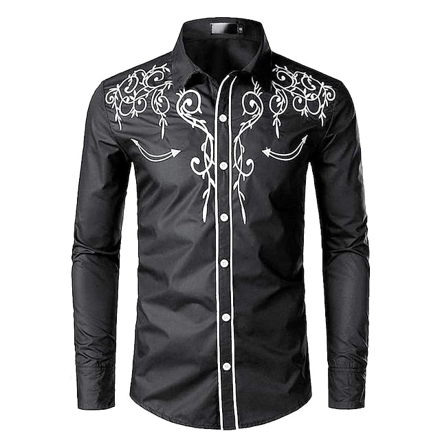 Waylon Western Cowboy Shirt – Lange Mouwen, Kraag, Bloemenprint