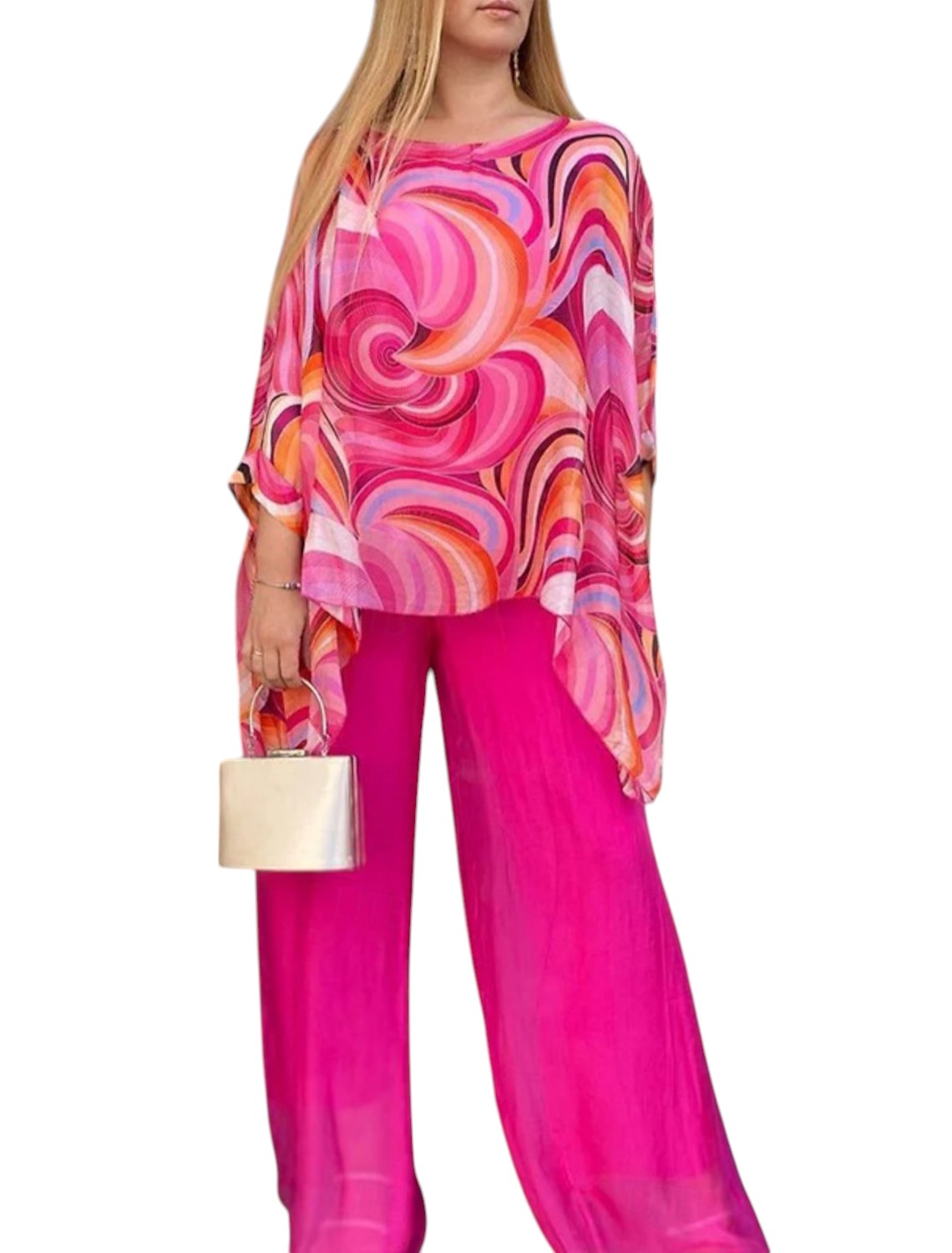 Elegante 2-Delige Set Top Met Lange Mouwen en Bijpassende Broek