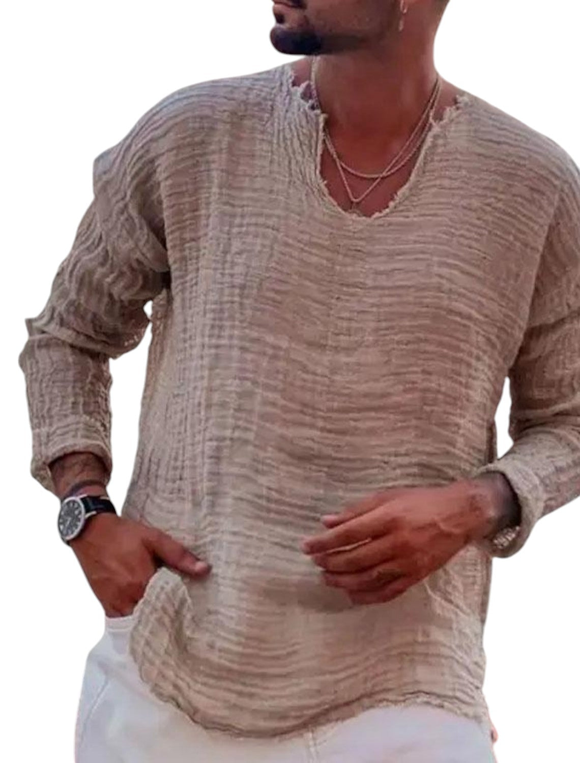 Linnen Heren Shirt Met Lange Mouwen
