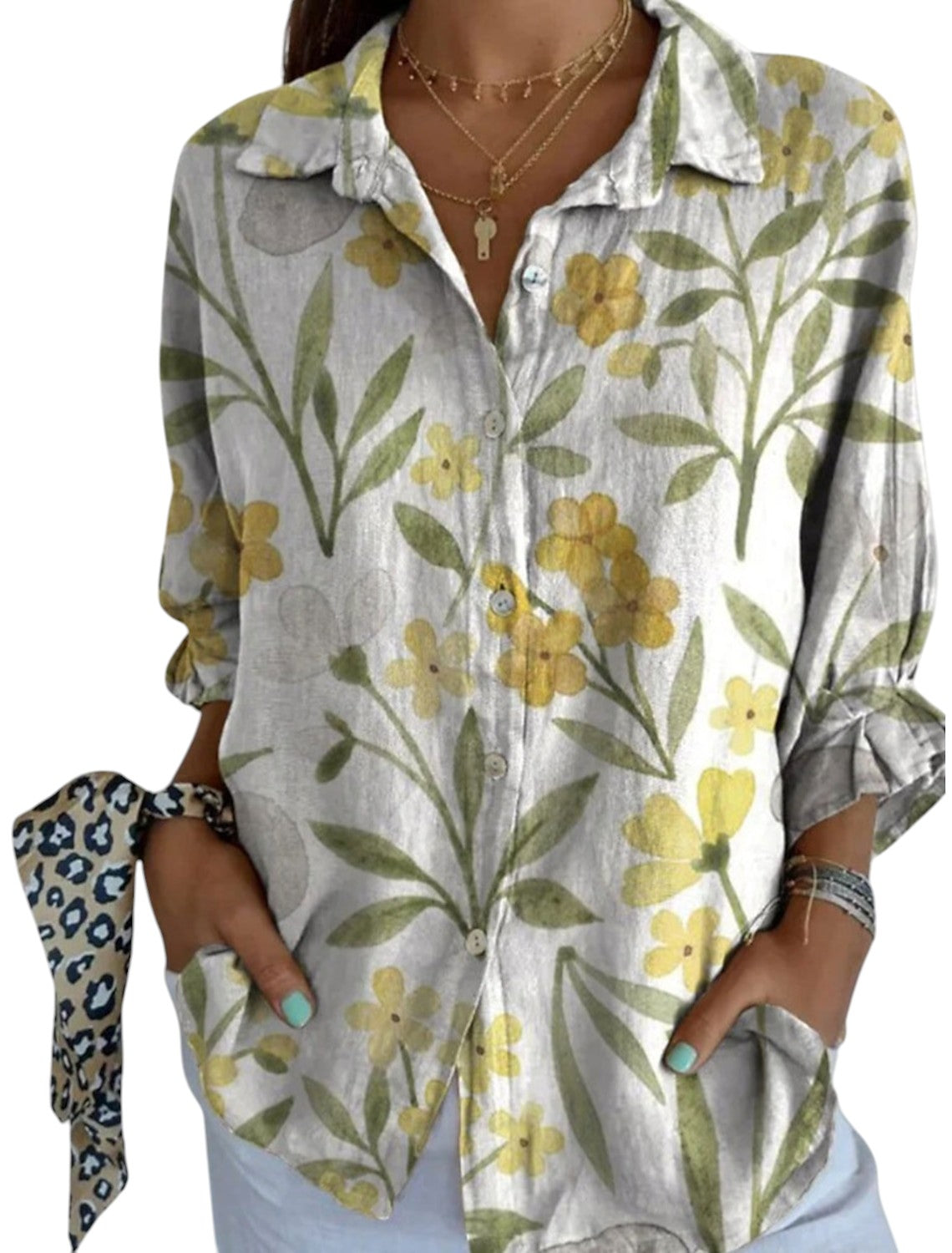 Dames Zomer Blouse Met Lange Mouwen
