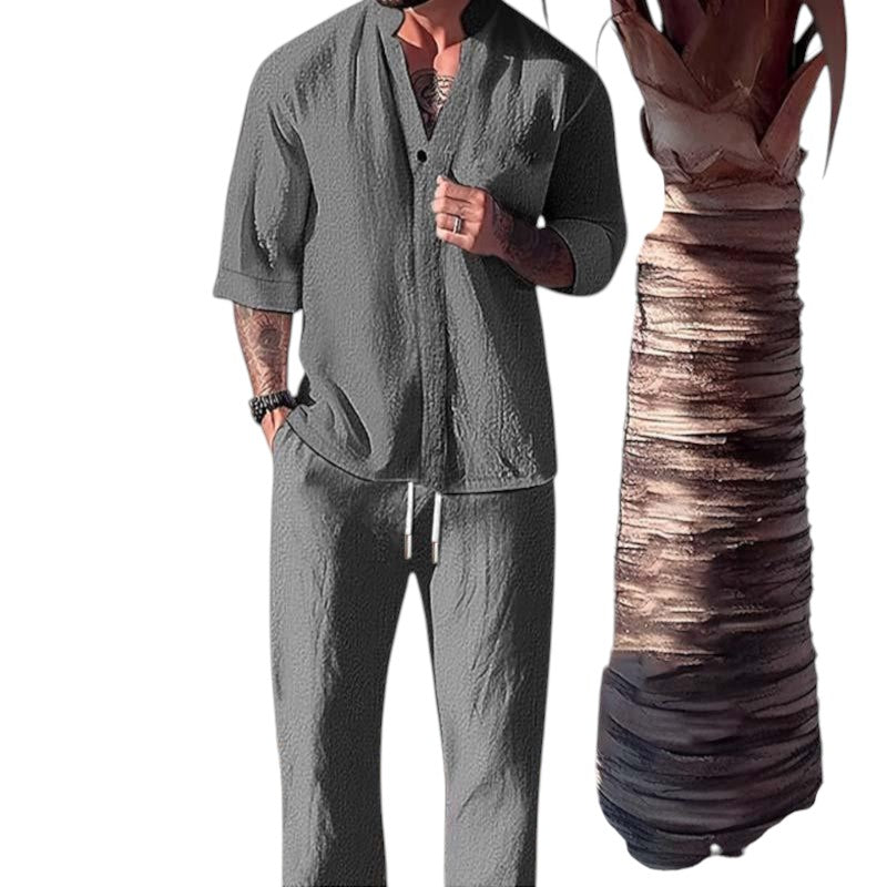 2-Delige Zomer Set Blouse & Broek Heren