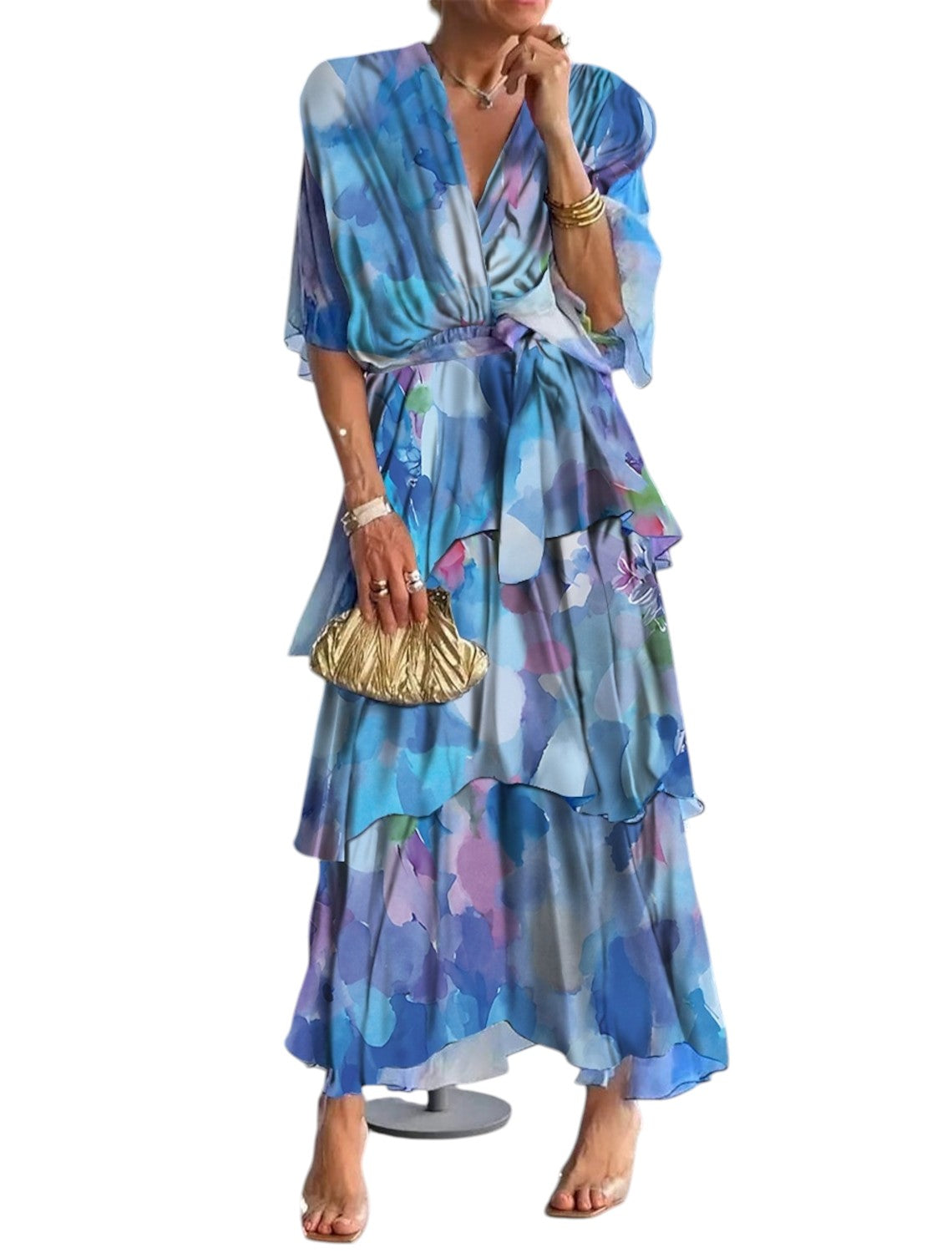 Boho Zomer Maxi Jurk Met V-hals
