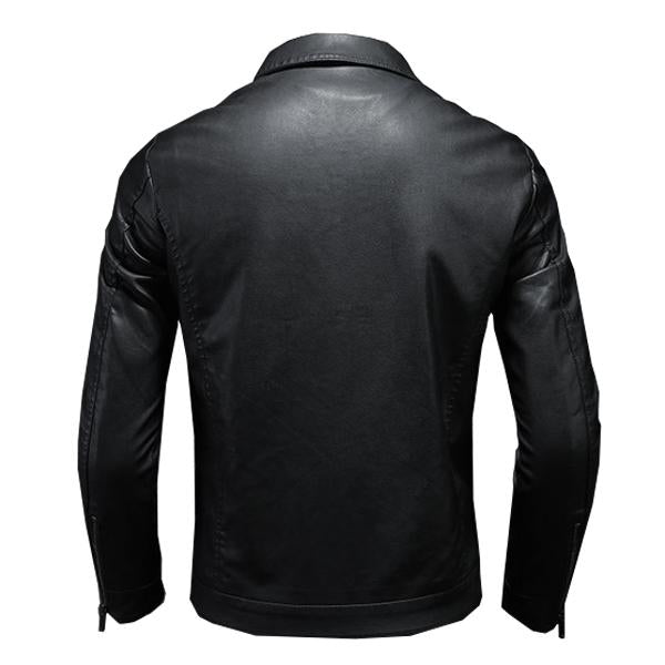 Revers Zwarte Leren Jas Voor Heren - Canan