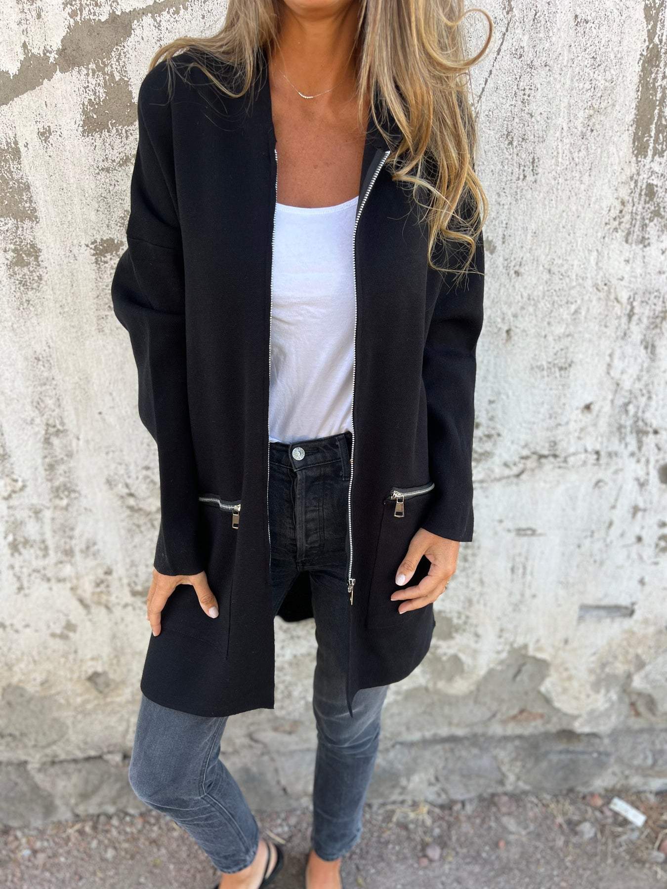 Lang Dames Vest Effen Kleuren - Angelique