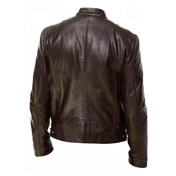 Zwarte Leren Slim Fit Jas Voor Heren - Steve