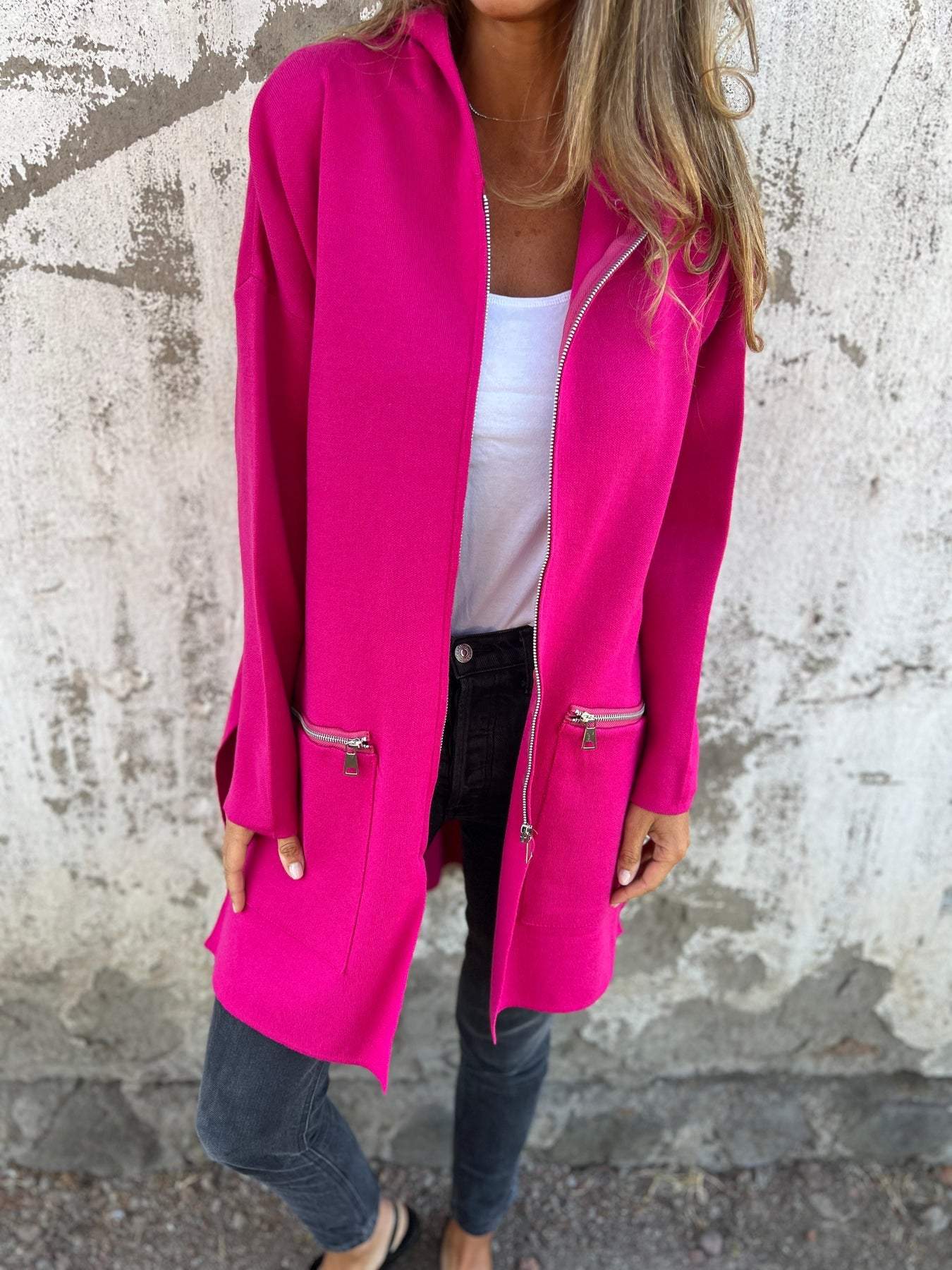 Lang Dames Vest Effen Kleuren - Angelique