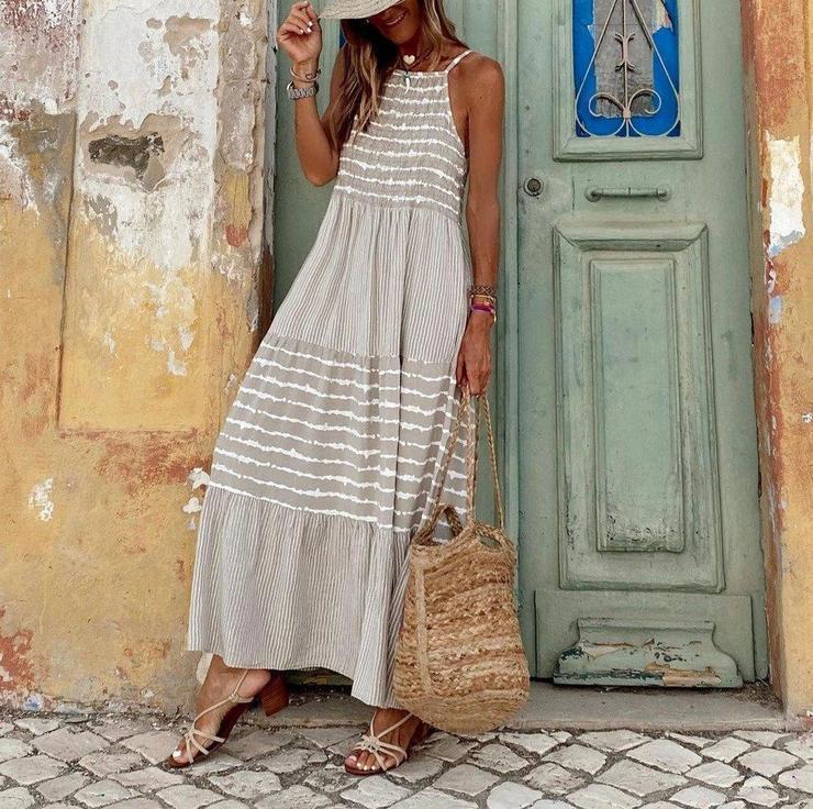 Boho maxi Jurk Met Streeppatroon