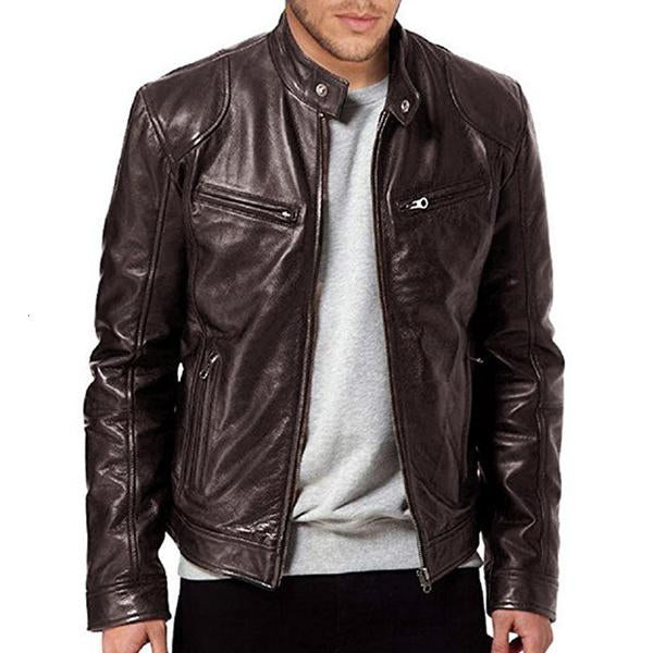 Zwarte Leren Slim Fit Jas Voor Heren - Steve