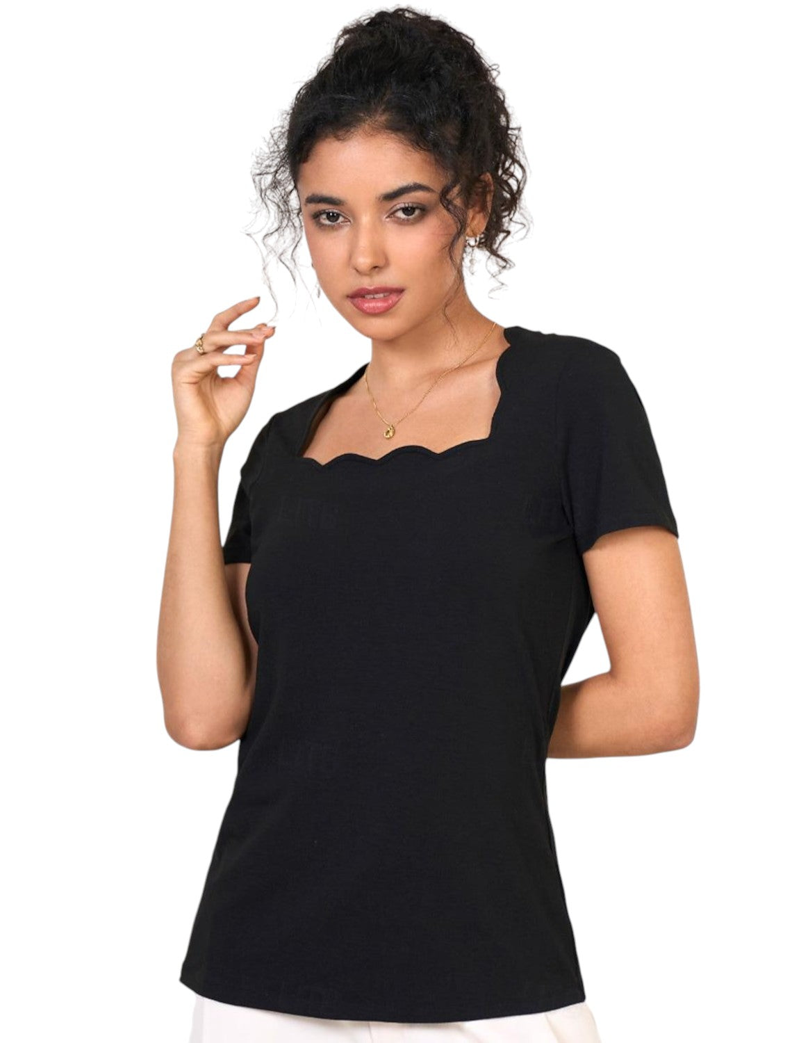 Dames Stijlvol Basic Shirt Zwart