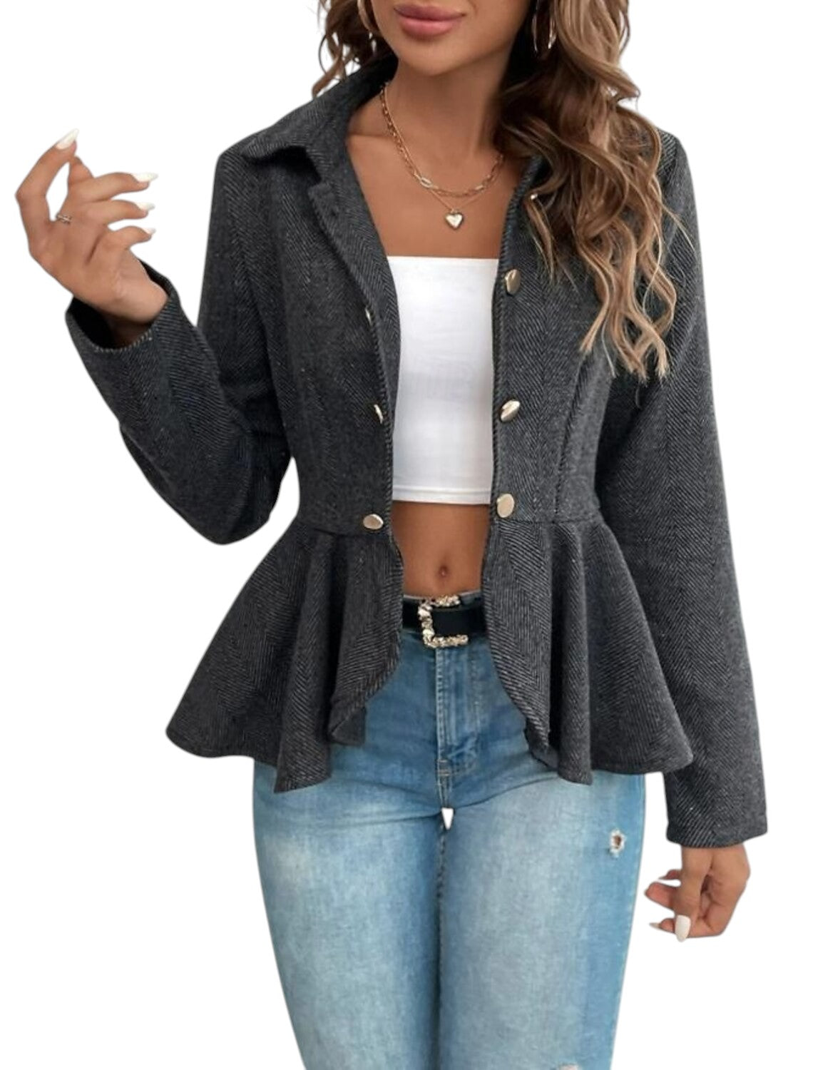 Stijlvol Dames Jasje Met Knoopdetails