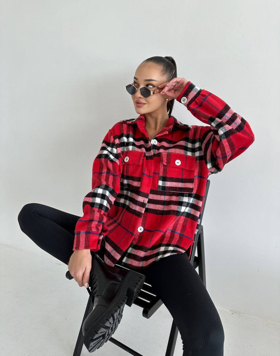 Geruite Losse Herfst Jas Voor Dames - Elisa